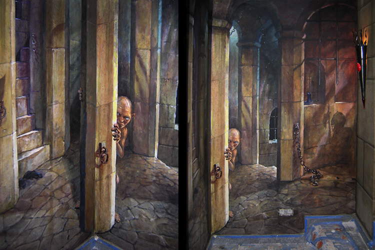 Muurschildering Dungeon - Gollum