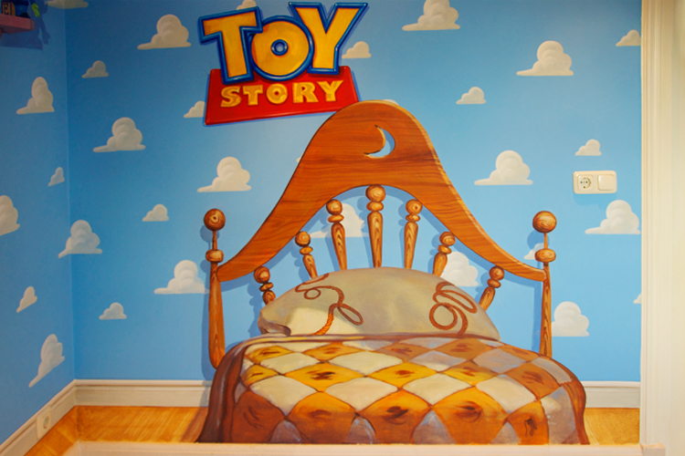 muurschildering toy story
